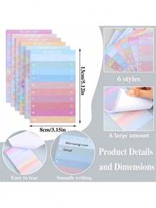 50 Sheets To Do List Sticky Notes, Multicolor Lined Sticky Notes Self Adhesive Sticky Notes Memo Pad To Do List For Office Notepad, Home Office Supplies - Multicolor - View 6