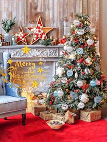 44pcs Christmas Ball Ornament Set - Blue, Pink, White Christmas Decorations And White Poinsettia, For Christmas Tree Decor, Shatterproof Hanging Balls, Suitable For Christmas Party And Home Decoration - Multicolor - View 2