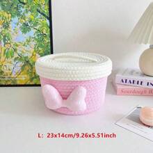 Rope Woven Desktop Storage Basket For Toys Snack Tissue Candy Stationery Cosmetic Makeup  Organizer Home  Livingroom Bathroom Bedroom Clutter Organization - Pink - View 16
