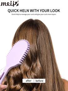 新款多功能卷发气垫梳，1 件带手柄椭圆形气垫梳，定型梳，顺发梳，专业发型梳，弹跳发刷， - 彩色 - 查看 5