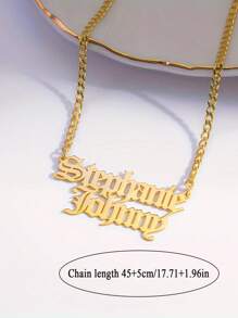 Personalized Minimalist Customized Necklace, Customized Double Name Pendant Necklace, Gold Chain Necklace, Customized Letter Name Pendant, Hip-Hop Style Jewelry, Multiple Font Choices, Customized Necklace, Choker, Birthday Party Accessory Gift - Gold 2 - View 6