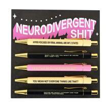 5pcs/Set Humorous Ballpoint Pen Set - 1.0mm Nib, Black Ink, Vibrant Quotes & Curse Words Design, Unique Office Gift For Colleagues, Personalized Daily Writing Ballpoint Pen Set With Funny Quotes Back To School - Deviation Ballpoint Pen - View 2