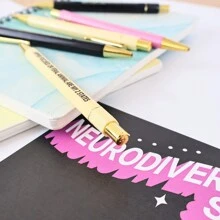 5pcs/Set Humorous Ballpoint Pen Set - 1.0mm Nib, Black Ink, Vibrant Quotes & Curse Words Design, Unique Office Gift For Colleagues, Personalized Daily Writing Ballpoint Pen Set With Funny Quotes Back To School - Deviation Ballpoint Pen - View 11