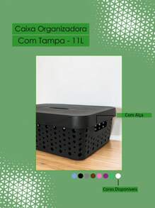 11 Liters Organizer Box With Lid White / Green / Gray / Pink Original - màu đen - Xem 2