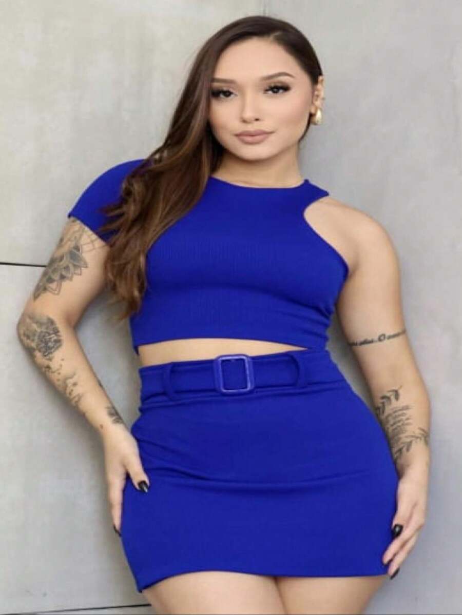 Women's Ibiza Short Skirt Set - Màu xanh lam - Xem 1