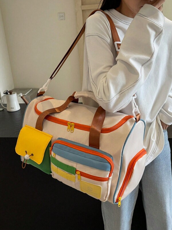 Borsa sportiva colorata con scomparto per le scarpe per donne e uomini, borsa da weekend per la scuola, borsa da viaggio a tracolla per il trasporto