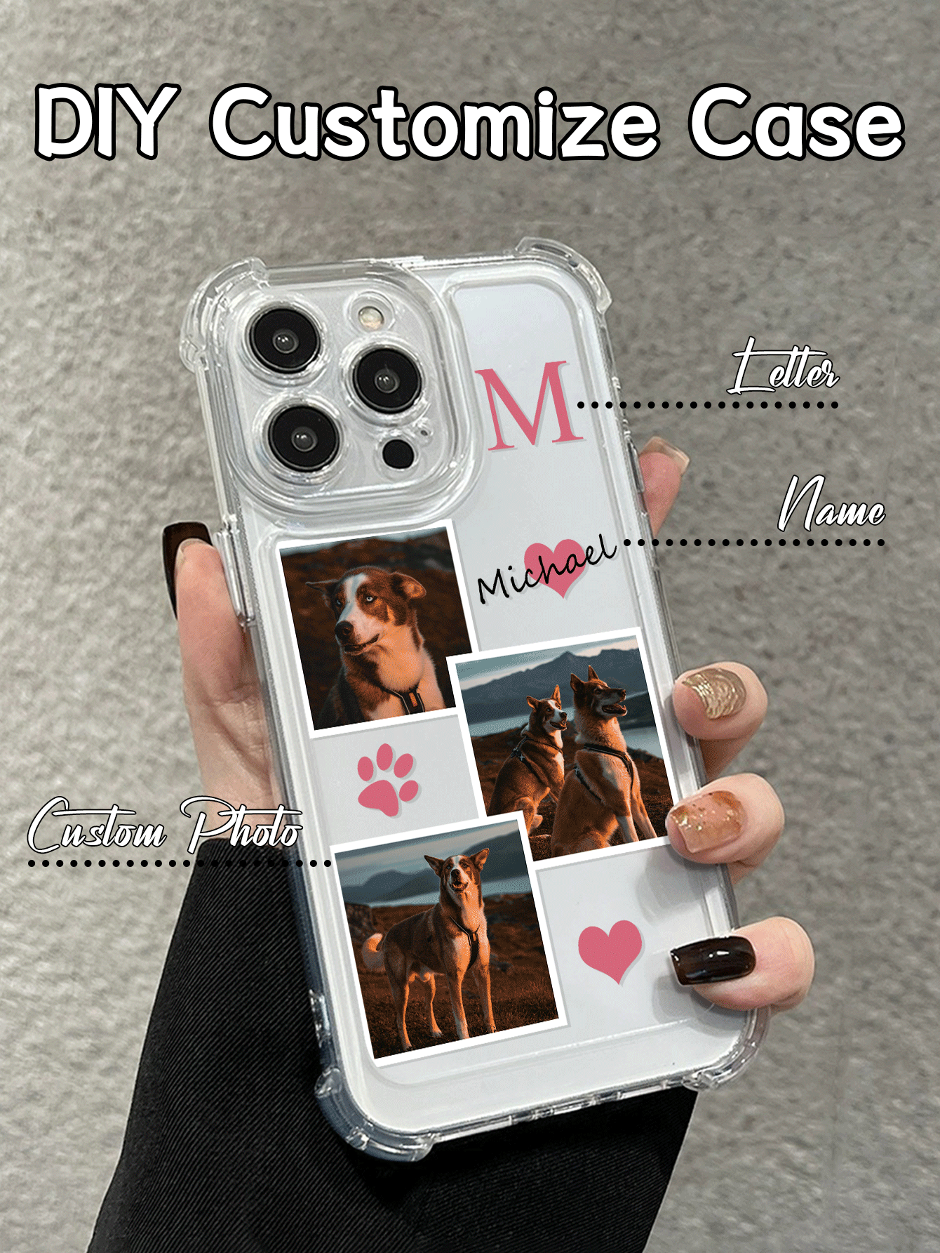 1 Stück Personalisiertes Handy-Gehäuse mit Vier-Ecken Fallschutz, Personalisierter Handyhülle mit Namen, Personalisierte Fotohülle, Personalisiertes Handy-Case mit Bild, kompatibel mit 11/12/13/14/15promax, Galaxy A15/A25/A35/A55/S23/24ultra Serie
