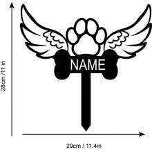 1pc Custom Angel Wings Paw Pet Memorial Garden Stake,Personalized Grave Marker Stake,Pet Cat Dog Memorial Yard Stake,Outdoor Garden,Custom Butterfly Cross Memorial Garden Stake,Custom Memorial Cross With Wings Metal Stake