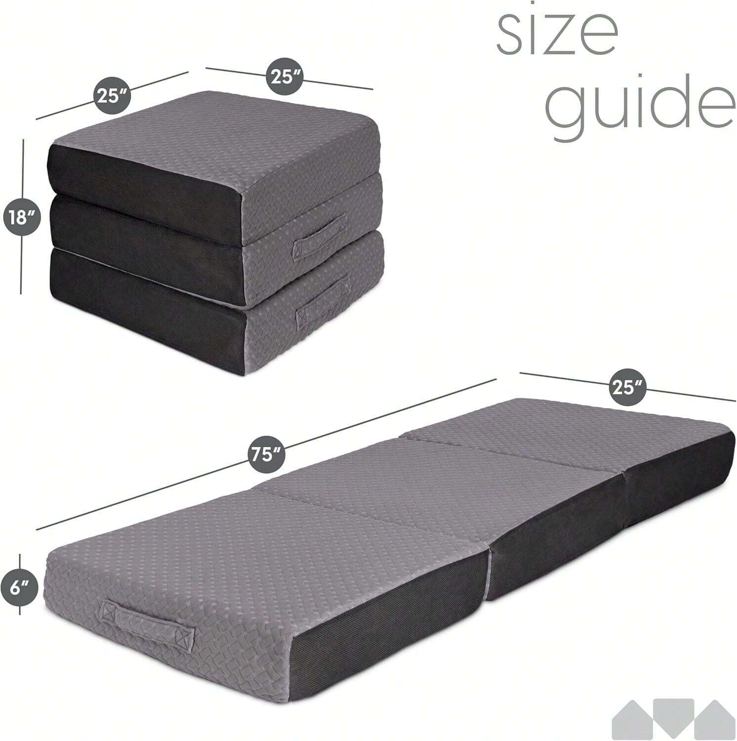 Tri Folding Mattress With Washable Cover Space Saver Single Size (75