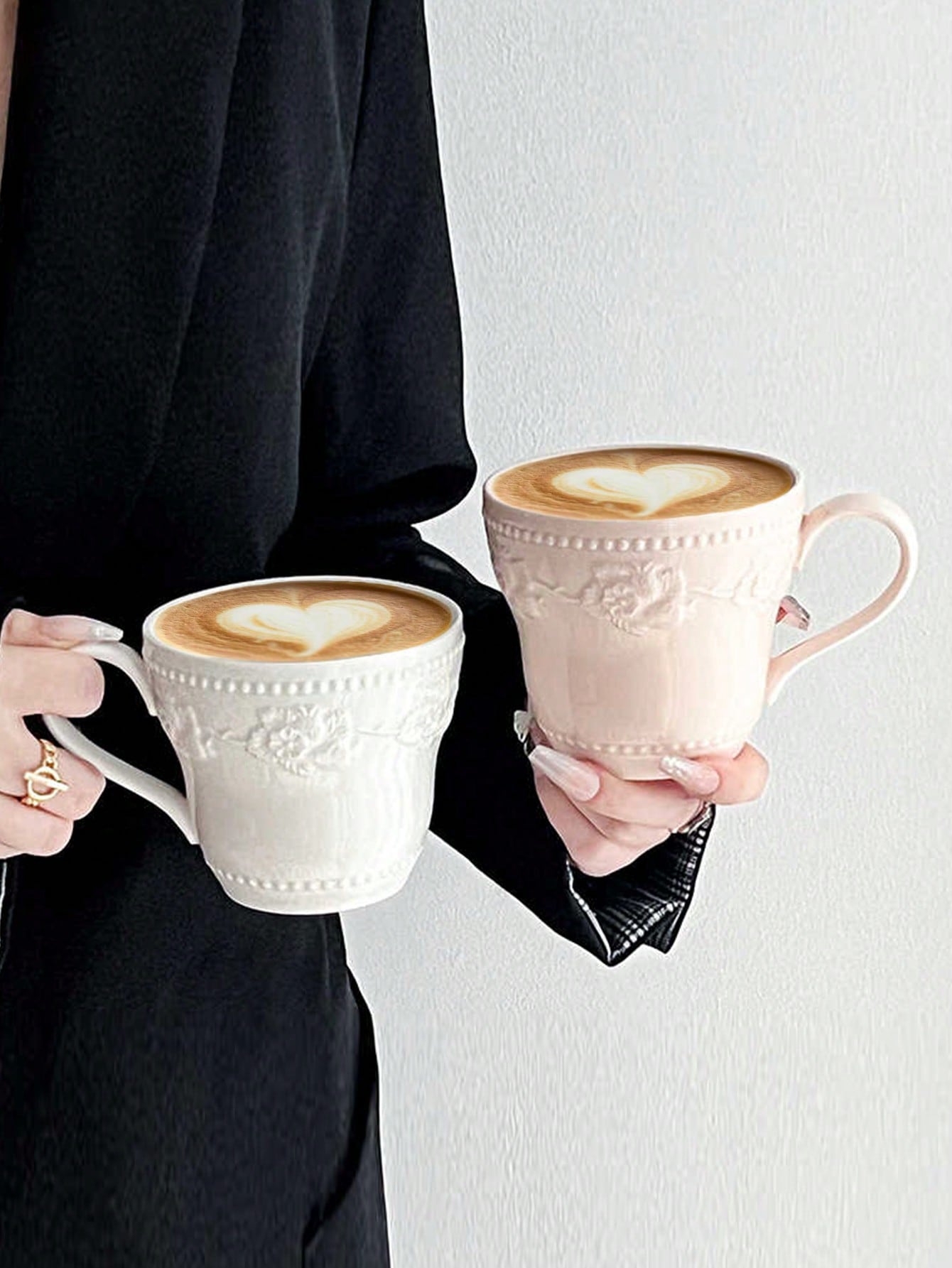 كوب سيراميك مرتفع منقوش بطراز كلاسيكي واحد، كوب قه...