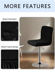 1pc Waterproof Full Coverage Office Chair Cover For Swivel Barstool, High Elasticity Dustproof Cat Scratch Resistant Universal Short Back Chair Cover, Suitable For Home, Bar, Office, Black