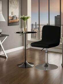 1pc Waterproof Full Coverage Office Chair Cover For Swivel Barstool, High Elasticity Dustproof Cat Scratch Resistant Universal Short Back Chair Cover, Suitable For Home, Bar, Office, Black