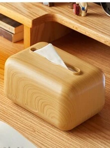 Modern Simplistic Luxury Wood Grain Tissue Box, Creative Spring-Loaded Tissue Dispenser For Living Room, - Multicolor - View 5