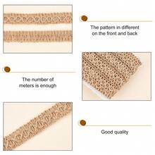 1Roll Braided Burlap Ribbon 10m Gimp Braid Trim Lace Ribbon Rustic Hessian Ribbon Upholstery Trim Woven Jute Rope Ribbon For Costume Hat Shoes Chair Wine Bottles 18mm Wide Best Gifts - Gold - View 3