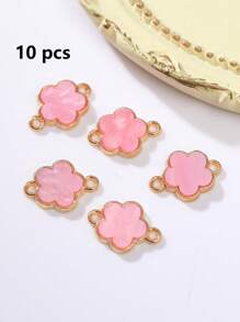 5/10/20/30/50/100/200/300/400/500 piezas Colgante con flor de cuatro hojas elegante de varios colores con dos agujeros, apto para hacer collares, pulseras, pendientes, llaveros, charms de teléfono, joyería de regalo para parejas