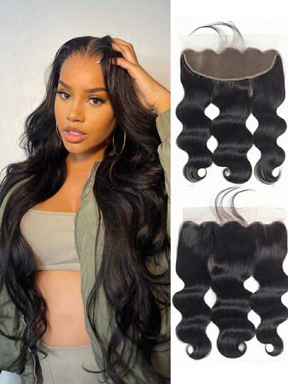 13x4 Transparent Lace Frontal Brazilian Natural Color Body Wave Frontal Closure Human Hair Unprocessed Virgin Human Hair With Baby Hair 8-20 Inch