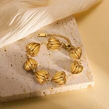 防过敏不锈钢 18K 镀金时尚心形手链 女士独特手链 - HG16103 - 查看 3