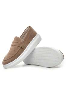 Men's Loafer Derby Shoes Genuine Leather Stitched Soft Comfortable Cheap - 米色 - 查看 3