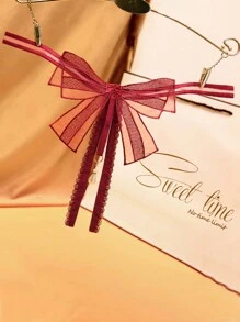 1件定制圣诞女士薄纱性感礼物打结刺绣串珠迷人丁字裤内衣 - 彩色 - 查看 2