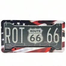 1PC American Flag License Plate Frame Bracket Universal Aluminum Matte Stripe American Flag Gloss Patriot Car License Plate Frame Cover With Screw Fastener Cover - black and white flag - View 7