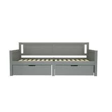 Sweiko Schlafsofa 90*200, Einzelbett mit zwei Ablagefächern, Massivholzrahmen, Massivholzbett, Jugendbett, Kinderbett, weiß