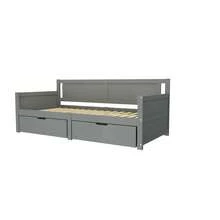 Sweiko Schlafsofa 90*200, Einzelbett mit zwei Ablagefächern, Massivholzrahmen, Massivholzbett, Jugendbett, Kinderbett, weiß