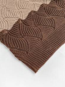 Women's Casual V-Neck Contrast Color Long Sleeve Sweater, Nutmeg Color, Autumn/Winter