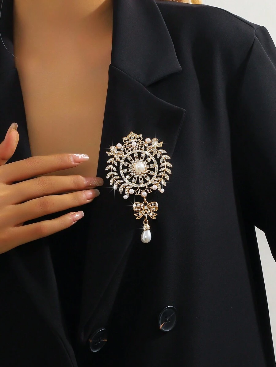 1pc Luxury High-End Crystal And Rhinestone Crown Brooch, Suitable For Women, Elegant Parties And Clothing Accessories - GZ0005 - View 1