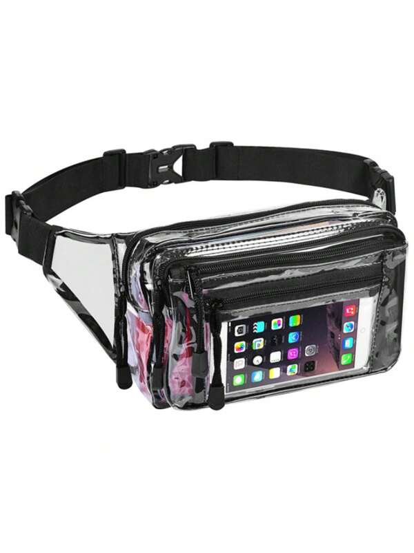 Bolso transparente aprobado para estadios, paquete de cintura multifuncional con múltiples bolsillos para viajes y eventos deportivos