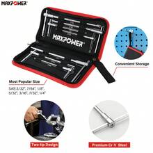 MAXPOWER Sliding T-Handle Allen Wrench Set, 7-Piece SAE Hex Keys, Long Arm Hex End Allen Wrenches For Basic Home Repair And Mechanical Maintenance, Allen Keys With Portable Case, Tools For Men - Bạc - Xem 5