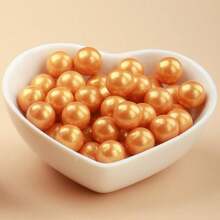 3盎司/85克蛋糕装饰珍珠珠，适用于烘焙蛋糕、冰淇淋装饰、婚礼派对用品，彩色圆形珍珠珠 - 金色 - 查看 6