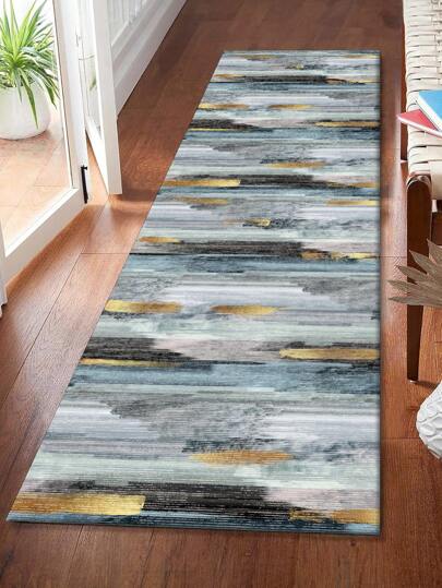 1 Pc Blue Modern Minimalist Style Crystal Velvet Rug, 850g/M², Rectangle, Non-Slip, Washable, Home Decor, Living Room Carpet, Kitchen, Dining Room, Office, Suitable For All Seasons