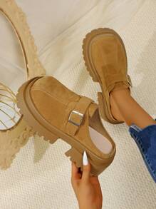 Damen Samt Klotzabsatz Slip-On Mule Sandalen, Retro Braun Farbe erhöhende geschlossene Zehenslip-On Sandalen für 2024