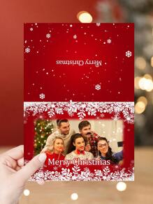Niestandardowe karty świąteczne, niestandardowe karty bożonarodzeniowe, niestandardowe karty biurowe, niestandardowe produkty, czerwone karty z płatkami śniegu, 1 szt. spersonalizowanych prezentów, możesz dostosować swoje ekskluzywne zdjęcia i tekst, możesz wysłać do współpracowników, przyjaciół, rodziny, kolegów z klasy i innych osób, którym chcesz wysłać, przekaż im najlepsze życzenia z okazji powrotu do szkoły