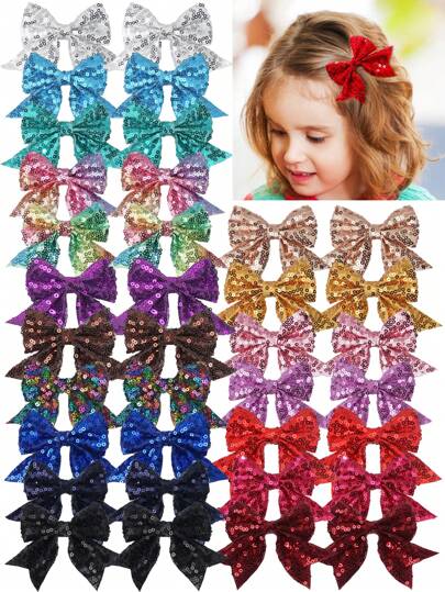 10/16 piezas Vintage Arcoíris Brillo Lazo Pinzas de Pelo, Pinzas de Pelo para Niñas Flequillo y Cola de Caballo, Mini Lentejuelas Lazo Pinzas de Pelo, Uso Diario, Decoración Festiva