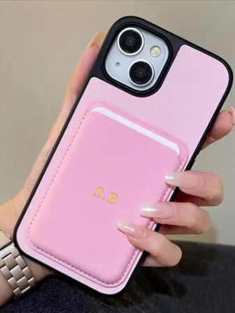 Personailze Custom Name Magsafe Magnetic Leather Wallet Card Holder Compatible With Iphone 14 Pro Max 13 12 11 Card Clip Phone Case