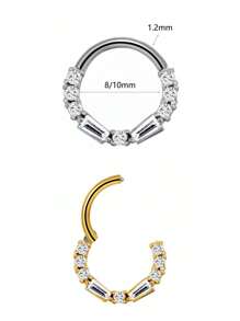 316 Stainless Steel Textured Zirconia Nose Ring Simple Fashion Men And Women Popular Body Piercing Jewelry Suitable For Party Or Gifts For Girls