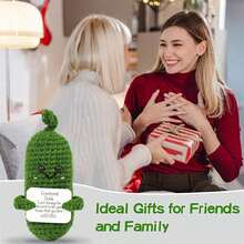 1 件手工制作的情感积极泡菜礼物，黄瓜土豆鳄梨钩针娃娃励志礼物带卡片，可爱针织黄瓜迷你趣味支持泡菜土豆朋友生日礼物 - 彩色 - 查看 5