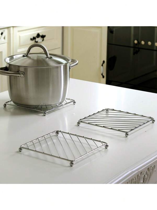 1pc Stainless Steel Pot Holder - Heat Resistant Multi-Purpose Coaster And Anti-Scald Anti-Slip Kitchen Table Mat