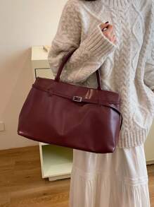 Niche Design 2024 Jesień/Zima Nowy styl PU Kotwica Czerwona Klamra Uchwyt Torba Tote, Swobodna Slouchy Minimalistyczna Torebka Do Pracy Dla Kobiet