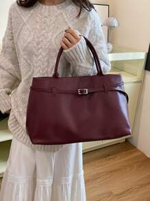 Niche Design 2024 Jesień/Zima Nowy styl PU Kotwica Czerwona Klamra Uchwyt Torba Tote, Swobodna Slouchy Minimalistyczna Torebka Do Pracy Dla Kobiet