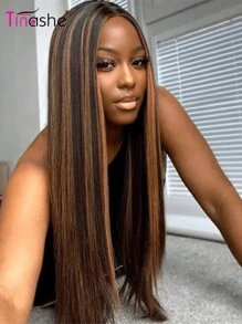 Tinashe Hair Highlight 6x5 Wear&Go 直发假发 1b/30 预漂白无胶假发人发预剪蕾丝自然发际线短蕾丝闭合假发 180% 密度 - SNATURAL/30 - 查看 6
