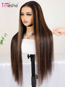Tinashe Hair Highlight 6x5 Wear&Go 直发假发 1b/30 预漂白无胶假发人发预剪蕾丝自然发际线短蕾丝闭合假发 180% 密度 - SNATURAL/30 - 查看 4