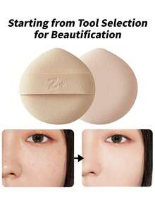 Z+ Bộ 2 miếng mút trang điểm (có hộp đựng), mút trang điểm có thể tái sử dụng và giặt được cho phấn và chất lỏng, mềm mại và phù hợp cho cả nam và nữ, vật dụng trang điểm hàng ngày và cần thiết khi đi du lịch - Màu be - Xem 6