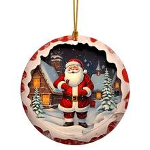 Mặt dây chuyền trang trí bằng Acrylic màu hồng hình ông già Noel đen - 3,14in 3D, Quà tặng Giáng sinh Mùa đông Giáng sinh Trang trí nhà ngoài trời Cây thông Noel Treo trang trí xe hơi Mặt dây chuyền lưu niệm hình ông già Noel màu đen Quà tặng trang trí cảnh Giáng sinh - Hồng - Xem 8