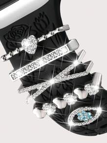 5 件金属吊坠装饰戒指，兼容 表带，心形眼睛钻石水钻饰品，智能手表硅胶表带配件，手链时尚配饰（不含手表和表带），兼容三星 Galaxy Watch