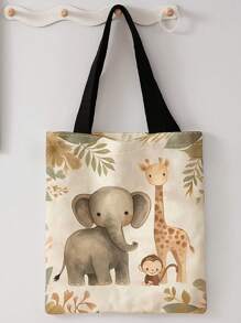 Borsa a spalla stampata reversibile con motivi di gatti e cani, borsa casual da viaggio e spiaggia di grande capacità, riutilizzabile, borsa a spalla casual da donna in tela di grande capienza, borsa da spiaggia, borsa shopping, borsa da spesa con stampe per donna