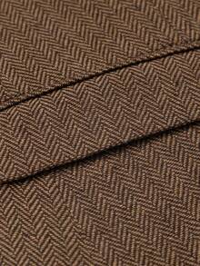 Furuyal Autumn/Winter Men's Herringbone Tweed 3 PiecesSuit Set, Gentleman's Solid Color Double-Breasted Slim Fit Formal Business Single-Breasted Suit Jacket, Vest & Pants Set, Suitable For Galas, Parties, Vintage Gentleman Style, Brown, Size XS-3XL