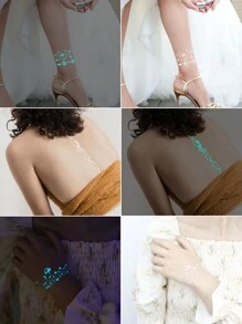 Waterproof Fake Tattoo, Blue Luminous Tattoo Stickers, Foot And Neck Luminous Stickers, Temporary Tattoo, Ins, Y2k Style, High-End Stickers, Lasting 2-5 Days, Music Festival Party Dance Party Holiday Body Decorations, The Best Gift For Family And Friends, Suitable For Neck, Hand And Foot, Etc
