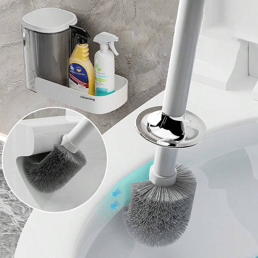 Luxury WallMounted Toilet Brush Set, Bathroom Cleaner, Long Handle